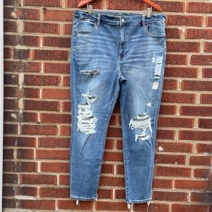 American Eagle Super Hi Rise Jegging Skinny Stretch Ripped Plus Size Jeans